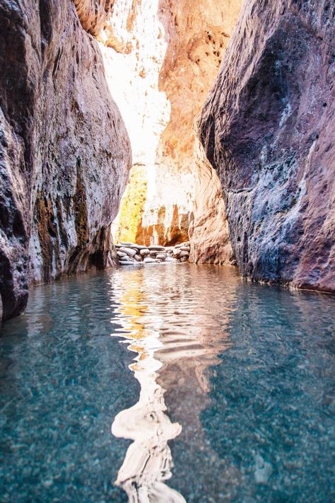 Tucked in a colorful slot canyon along the Colorado River, Arizona Hot Springs offer a beautiful backdrop to enjoy a nice long soak. Little Colorado River Arizona, Arizona Hot Springs, Arizona Trip, Beautiful Environment, Arizona Adventure, Arizona Vacation, Arizona Road Trip, Arizona Hiking, Hoover Dam