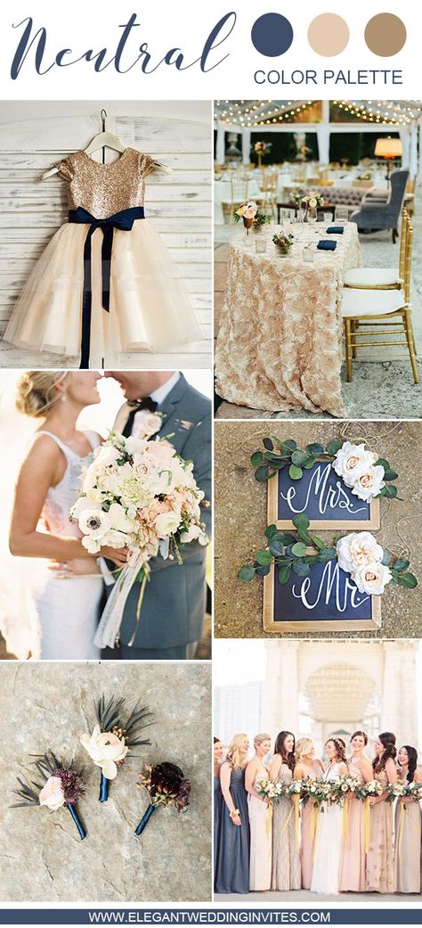 navy and champagne wedding party color ideas Navy And Champagne Wedding, Navy Champagne Wedding, Champagne Color Palette Wedding, Champagne And Blue Wedding, Champagne Wedding Party, Colors Pallets, Champagne Wedding Themes, Champagne Wedding Colors, Wedding Color Palettes