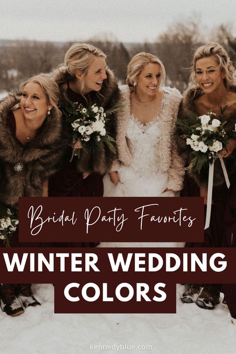 Find the perfect bridesmaid dress colors for your winter wedding! Popular winter wedding color schemes include Forest Green, Maroon, and Gold bridesmaid dresses! Christmas Themed Wedding Bridesmaids Dresses, Winter Wedding Color Palette Bridesmaid Dress, Winter Bridesmaid Dress Colors, Christmas Green Bridesmaid Dresses, Winter Wedding Party Attire, Winter Wedding Bridesmaids Dresses, January Bridesmaid Dresses, Winter Wedding Colors 2024, Winter Bridesmaids Dresses