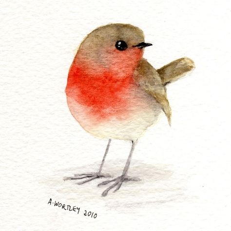 Art Soleil, Bird Watercolor Paintings, Watercolor Postcard, Watercolor Birds, Watercolour Inspiration, Watercolor Paintings Easy, Sell My Art, Red Robin, Robin Bird