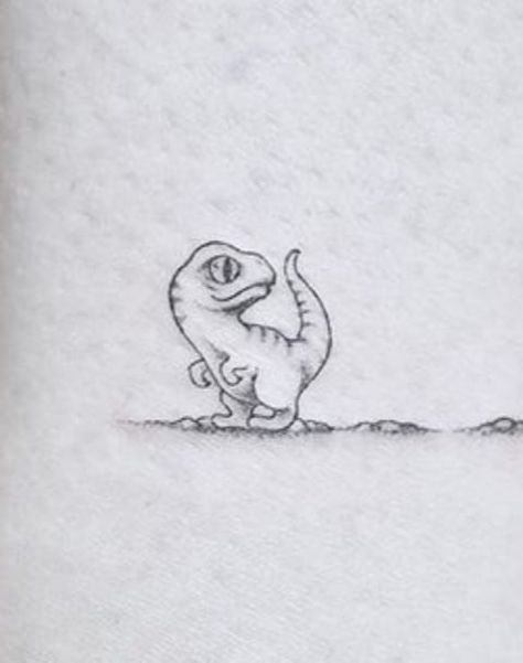 Tiny Raptor Tattoo, Dinosaur Cute Tattoo, Small Dino Tattoos, Tattoo Dino, Tiny Tats, Tiny Dinosaur, Dinosaur Tattoos, Tattoo S, Tattoo Stencils