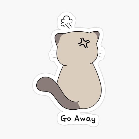 Get my art printed on awesome products. Support me at Redbubble #RBandME: https://www.redbubble.com/i/sticker/Angry-Cat-Saying-Go-Away-by-FairyQueenLand/109078151.EJUG5?asc=u Angry Sticker, Angry Cartoon, Funny Illustrations, Cat Balloons, Crochet Phone Cases, Angry Cat, Mood Wallpaper, Funny Illustration, Art House