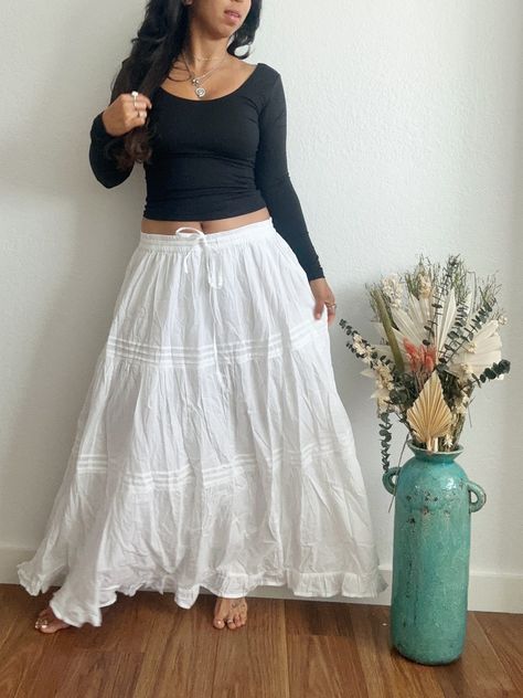 White Maxi Skirt Outfit, Maxi Skirt Pattern, Cotton Maxi Skirt, White Maxi Skirt, Cotton Maxi Skirts, White Maxi Skirts, Maxi Skirt Outfits, Cotton Maxi, White Maxi