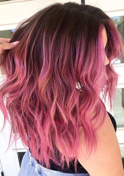 Wigs Pink, Pink Ombre Hair, Diy Hair Color, Lace Frontal Wigs, Hair Color Pink, Ombre Hair Color, Dark Roots, Relaxed Hair, Hair Dye Colors