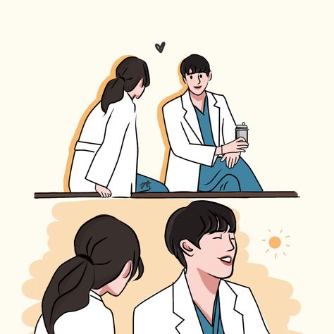 Medical Couple Doctors Aesthetic, Couple Doctor Wallpaper, Doctors Love Couple, Kdrama Cartoon, Medicine Wallpaper, Couples Canvas Painting, Dr. Romantic, Medical Stickers, Hospital Playlist