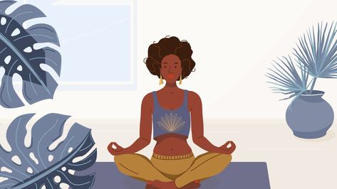 Meditating Woman, Black Woman Yoga, Home Vector, Mental Health Clinic, Yoga Lotus, Meditation Exercises, Woman Yoga, Lotus Pose, Nothing Personal