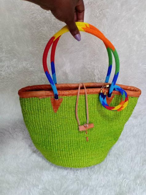 African Bag, Woven Leather Bag, Woven Bags, Unique Mothers Day Gifts, Handcrafted Bags, Woven Tote Bag, Grandmother Gifts, Rainbow Beads, Christmas Gift For Her