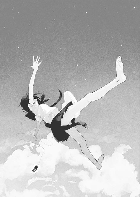 Falling.. We Heart It, Lost, Black And White, Anime, Black