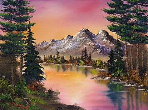 Bob Ross Art, Beautiful Landscape Paintings, Bob Ross Paintings, The Joy Of Painting, Fantasy Paintings, Urban Sketchers, Bob Ross, Arte Fantasy, Pictures To Paint