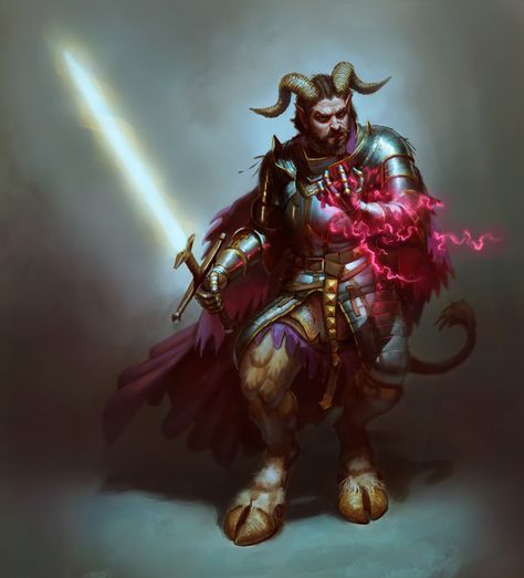 Dnd Satyr Paladin, Satyr Fighter, Satyr Paladin, Minotaur Paladin, Male Satyr, Satyr Male, Satyr Dnd, Satyr Art, Goat Men