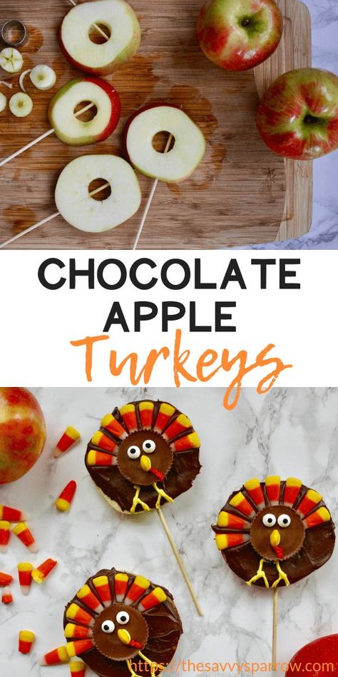 These cute apple donut turkeys make the perfect cute Thanksgiving snacks for kids. Take these Thanksgiving turkey snacks to kids' schools for a fun and easy treat that's perfect for fall classroom party ideas!  Plus, the kids will love helping you make these adorable and easy Thanksgiving desserts! Fall Classroom Party Ideas, Fall Classroom Party, Thanksgiving Snacks For Kids, Turkey Snacks, Apple Donut, Apple Turkey, Chocolate Turkey, Thanksgiving Desserts Kids, Chocolate Covered Apples