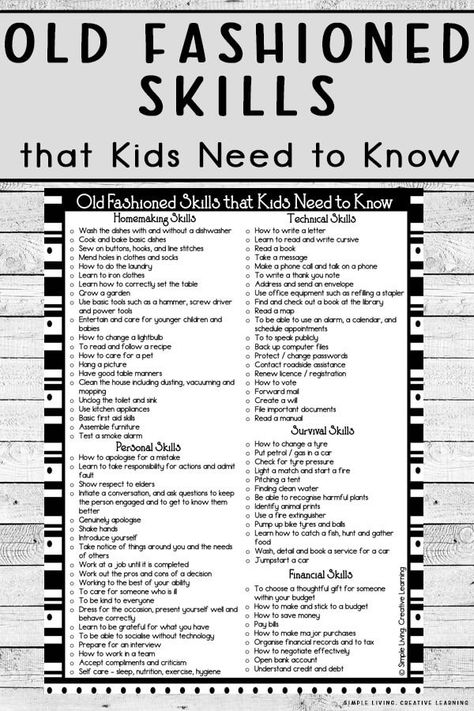 80+ Old Fashioned Skills that Kids Need to Know New Skill To Learn List, Fun New Skills To Learn List, Old Skills To Learn, Useful Skills To Learn List, Cool Skills To Learn List, Different Skills To Learn, Must Learn Skills, Learn New Skills Ideas, Practical Skills For Adults