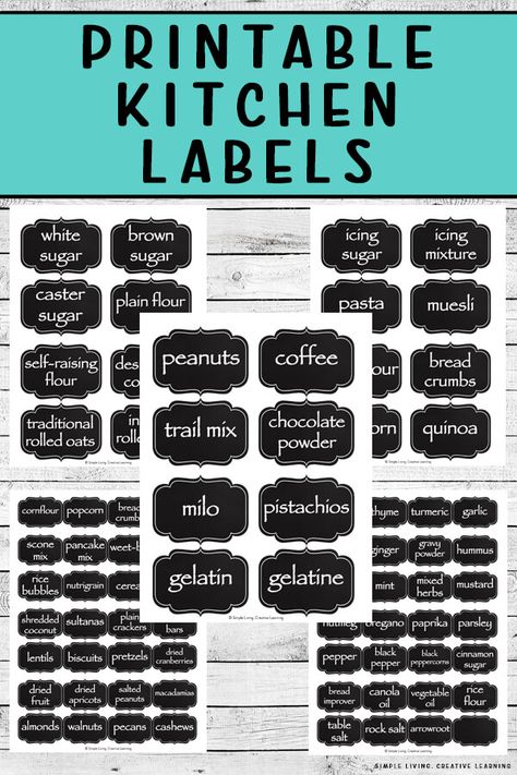 A great way to organise your kitchen pantry so that you can quickly find what need is with these chalkboard printable kitchen labels. Kitchen Stickers Printable Labels Free, Kitchen Labels Printables Free Editable, Label Templates Free Printable Editable, Spices Labels, Pantry Labels Template, Pantry Labels Printable, Free Pantry Labels, Chocolate Trail Mix, Labels Printables Free Templates