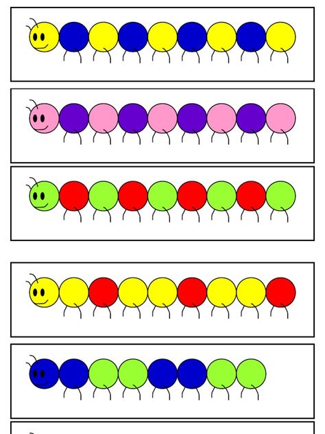 Pom Pom Pattern Cards, Pom Pom Patterns Preschool, Caterpillar Patterns, Pom Pom Patterns, Pom Pom Mat, Preschool Patterns, Math Patterns, Pattern Worksheet, Pattern Activities