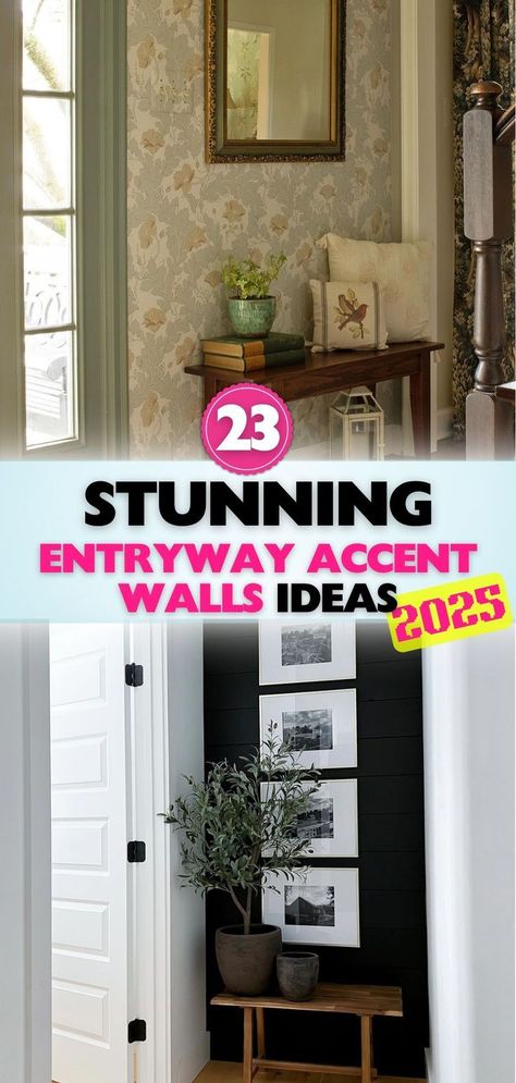 Upgrade your entryway with these creative accent wall designs for 2025. Get ideas on how to make a lasting impression right at your front door. Entrywall Ideas, Hallway Accent Wall Ideas, Entryway Wall Ideas, Entryway Accent Wall Ideas, Mudroom Wall Ideas, Apartment Entry Way, Hallway Accent Wall, Accent Wall Hallway, Entryway Accent Wall