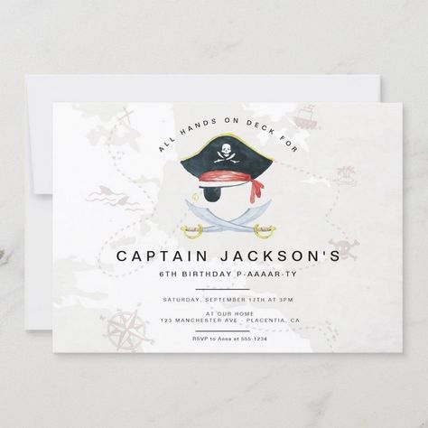 Join the Jubilee: Kid's Birthday Bash Invitation Birthday Bash Invitation, Modern Pirate, Halloween Invitations Kids, Pirate Party Invitations, Pirate Birthday Invitations, Pirate Themed Birthday Party, Kids Invitation, Pirate Invitations, Pirate Themed Birthday