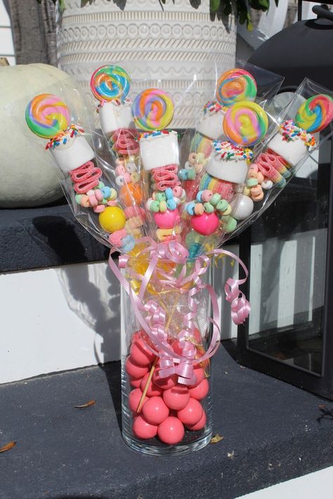 New20 Birthday Sprinkles Lollipop Candy Kabobs handcrafted | Etsy Canada Lollipop Candy Kabobs, Candy Centerpiece, Candy Theme Birthday Party, Candy Kabobs, Candy Centerpieces, Pink Wrapping Paper, Bridal Shower Party Favors, Candyland Birthday, Lollipop Candy