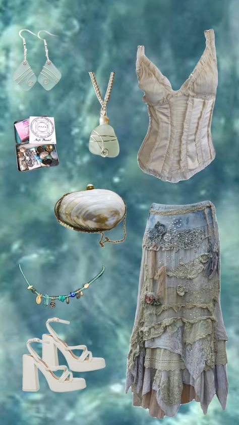 Sea Witch Outfit, Pisces Aesthetic Outfit, Sea Witch Aesthetic, Witch Aesthetic Outfit, Pisces Aesthetic, Mermaid Board, Witch Outfit, Sea Witch, Witch Aesthetic