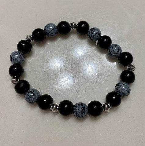 Cheap Handmade Black Beaded Bracelets, Cheap Silver Beaded Bracelets With Black Beads, Cheap Black Beaded Bracelet, Beaded Bracelets With Black Beads, Cheap Black Metal Beaded Bracelets, Cheap Blue Bracelets With Black Beads, Cheap Black Beaded Bracelets With Heart Beads, Homemade Bracelets With Beads For Boys, Beaded Bracelets Marble