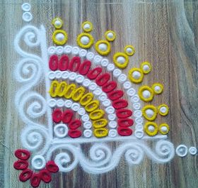 Corner Rangoli Designs, Rangoli Images, Daily Rangoli Designs, Colourful Rangoli, Colour Rangoli, Easy Rangoli Designs Videos, Very Easy Rangoli Designs, Rangoli Designs Simple Diwali, Easy Rangoli Designs Diwali