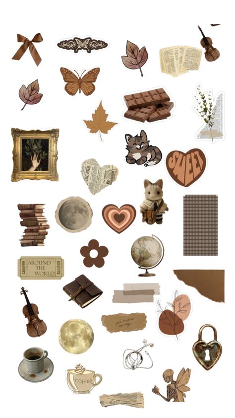 for journal Brown Scrapbook Stickers, Stickers Brown Aesthetic, Brown Journal Stickers, Aesthetic Stickers Printable Vintage Brown, Brown Aesthetic Journal, Brown Aesthetic Stickers, Aesthetic Stickers For Journal, Stiker Aestetic, Scrapbook Journal Stickers