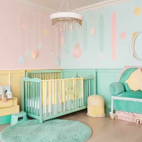 Pastel Nursery Ideas, Rainbow Nursery Theme, Beige Mom, Pastel Rainbow Nursery, Bedroom Schemes, 2024 Bedroom, Pastel Nursery, Rainbow Nursery, Room Update