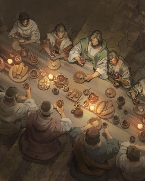 Biblical Artwork, Christian Illustration, Jesus Artwork, Jesus Christ Artwork, Bible Illustrations, Jesus Christ Art, The Last Supper, Christian Artwork, Prophetic Art