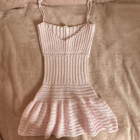 handmade pink mini dress 🎀crochet corset bustier... - Depop Pink Crotchet Ideas, Crochet Big Project, Crochet Ideas Coquette, Crochet Coquette Ideas, Crochet Mini Dress Pattern, Random Things To Crochet, Crochet Coquette Top, Coquette Crochet Top, Croquette Crochet