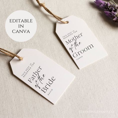 Wedding Name Tags, Reserved Seating, Wedding Isles, Vow Book, Ceremony Seating, Seating Cards, Wedding Tags, Wedding Name, Wedding Item