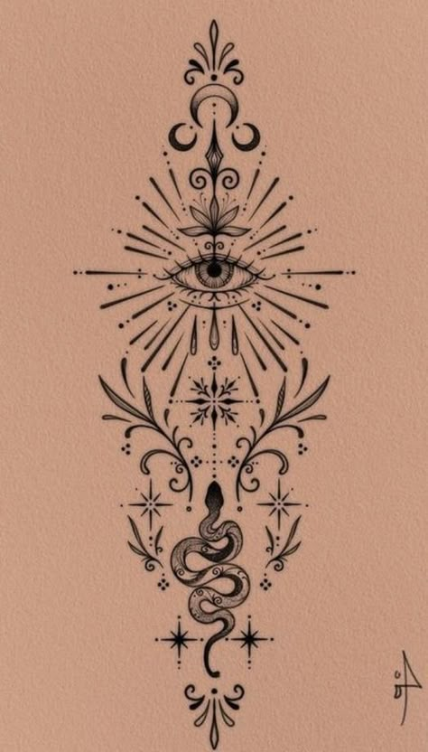 Spine And Shoulder Tattoo, Tattoos That Go Around Your Arm, Sturnum Tattoos, Dark Feminine Tattoo Ideas, Esoteric Tattoo Spiritual, Meditating Tattoo, Daydream Tattoo, Earthy Tattoo Ideas, Fine Line Back Tattoo