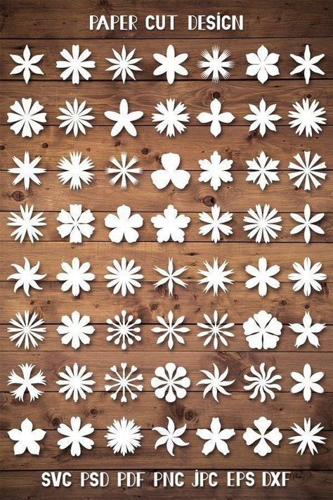 Paper Cutout Flowers, Paper Cut Flowers, Flower Silhouette Templates, Flower Cutouts Template, Papercut Flowers, Cut Paper Flowers, Mini Paper Flowers, Flowers Shapes, Paper Flower Svg