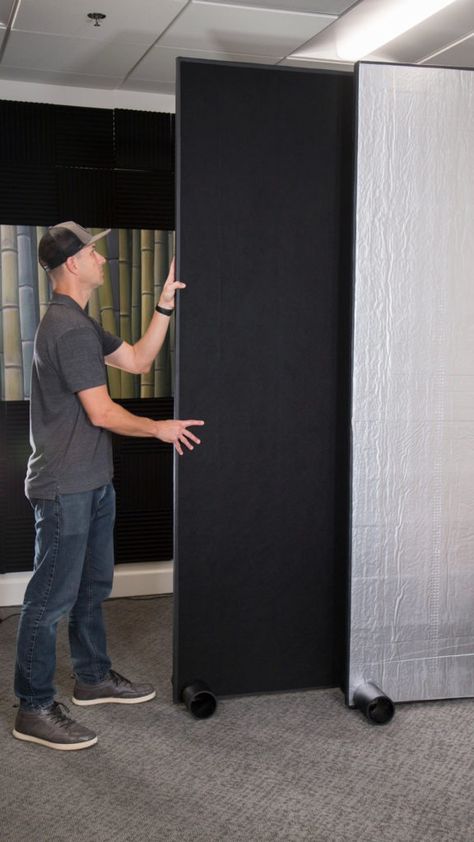 DIY Room Divider - DIWHY.LIFE Soundproof Room Divider Wall Dividers, Home Gym Room Divider, Plywood Room Divider Diy, Basement Wall Divider Ideas, Diy Wall Partition Room Dividers, How To Make Room Dividers Diy, Classroom Dividers Diy, Diy Room Separator, Diy Room Screen