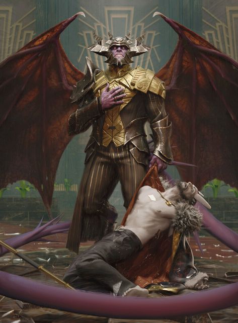 New Capenna Art, Ob Nixilis, Streets Of New Capenna, New Capenna, Mtg Art, Magic The Gathering Cards, Dungeons And Dragons Homebrew, Fantasy Monster, Beautiful Dark Art