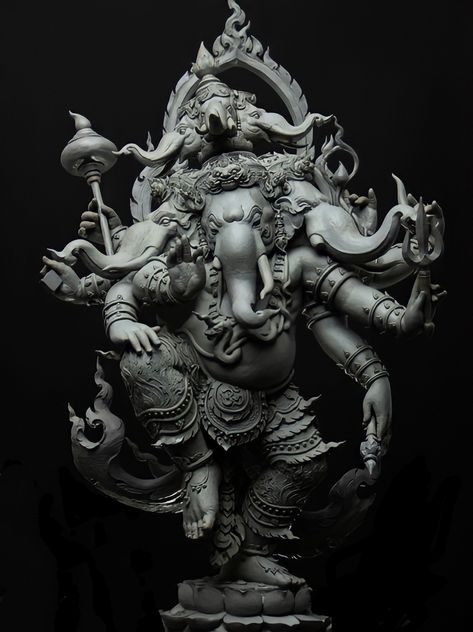 Hindu God Ganesha, Tato Phoenix, Arte Ganesha, Ganesha Art Illustration, Ganesh Sculpture, Ganesha Sculpture, Buddhist Art Drawing, Ganesh Art Paintings, Ganesha Tattoo