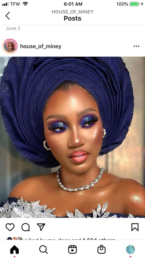 Nigerian Owambe Makeup, Nigerian Wedding Makeup, Nigerian Gele, Gele Styles, African Turban, Nigerian Weddings, Makeup Transformation, African Clothing Styles, African Style