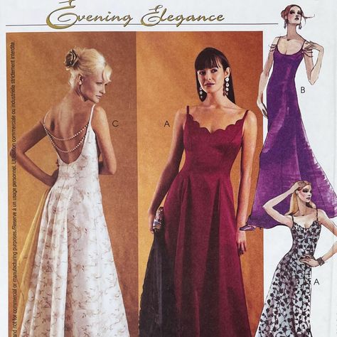 McCall's 3439 - Y2K Formal Slip Dress Pattern - Size 4-10 or 12-18 - Uncut (FF) by VintageAnderburg on Etsy Diy Prom Dress Pattern, Formal Slip Dress, Prom Dress Sewing Patterns, Y2k Formal Dress, Slip Dress Pattern, Diy Prom Dress, Evening Gown Pattern, Evening Dress Sewing Patterns, Y2k Formal