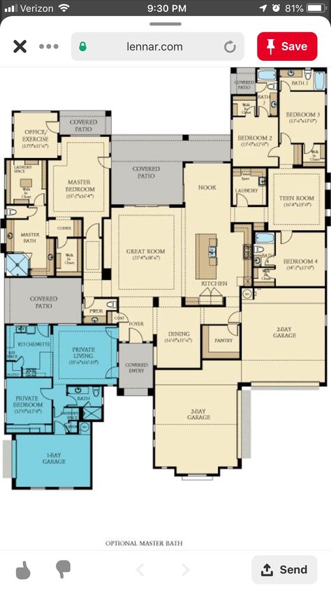 One Level House Plans, Multigenerational House Plans, Multigenerational House, Square House Plans, Square House, In Law House, Family Compound, Wraparound Porch, Unique House Plans