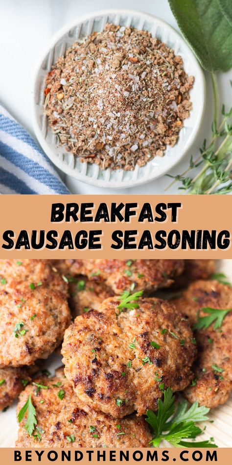 Breakfast Sausage Spices and Seasoning recipe Ground Sausage Seasoning, Turkey Breakfast Sausage Seasoning, Spices For Breakfast Sausage, Seasonings For Breakfast Sausage, Breakfast Seasoning Blend, Breakfast Sausage Seasoning Jimmy Dean, Making Breakfast Sausage, Breakfast Sausage Spice Blend, Sausage Seasoning Breakfast