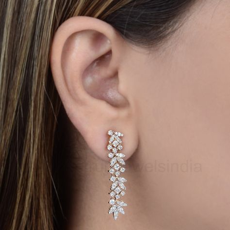 Delicate Diamond Earrings, Pear Diamond Earrings, Long Diamond Earrings, Real Diamond Earrings, Pave Diamond Earrings, Diamond Dangle Earrings, Diamond Jewelry Designs, Gold Armband, Diamond Anniversary