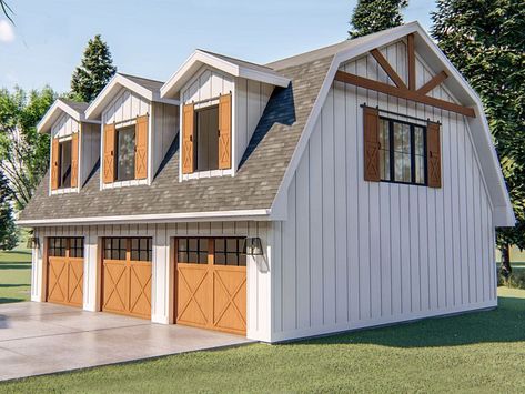 Garage Apartment Plan, 050G-0094 Workshop With Apartment, Shed With Garage Door, Modern Farmhouse Apartment, Barn Style Garage, Loft Floor Plan, Garage Apartment Floor Plans, Garage Apartment Plan, Plan Garage, Farmhouse Apartment