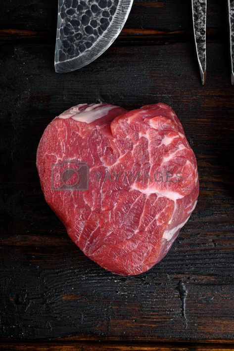 Marbled Meat, Wooden Table Background, Dark Wooden Table, Table Background, Abstract Portrait Painting, Meat Steak, Abstract Portrait, Wooden Table, Top View