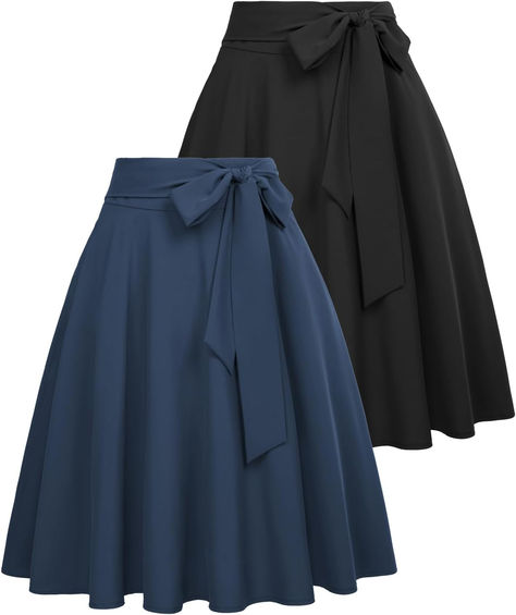 Belle Poque Women's High Waist A-Line Pockets Skirt Skater Flared Midi Skirt Flared Midi Skirt, Midi Flare Skirt, Vintage Skirts, Skirts For Women, Women Midi, Skirts With Pockets, Amazon Women, Amazon Fashion, Vintage Skirt