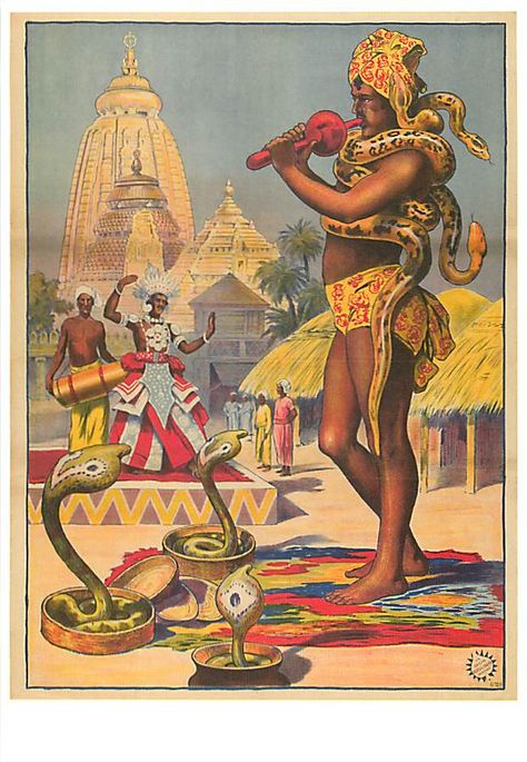 Inktober Inspiration, African History Truths, Snow Painting, Vintage Circus Posters, Japanese Ink Painting, Edmund Dulac, Modern Postcard, Circus Poster, Snake Charmer