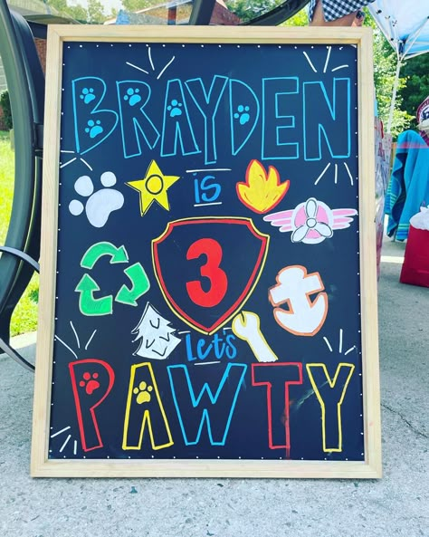 Paw Patrol Birthday Quotes, Lets Pawty Paw Patrol, Paw Patrol Birthday Signs Diy, Paw Patrol Signs For Party, Paw Patrol Chalkboard Sign, Paw Patrol Chalk Art, Paw Patrol Birthday Sign, Paw Patrol Welcome Sign, Paw Patrol Party Signs