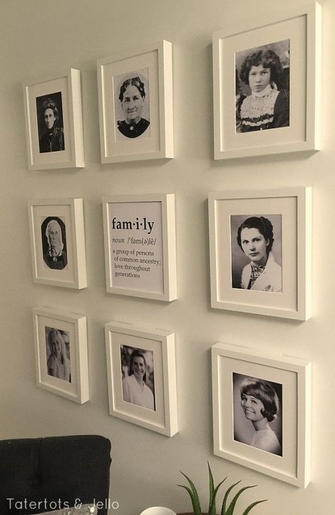 Ancestor Wall, Ancestry Wall, Frame Arrangements, Family History Crafts, History Display, Frame Inspiration, Family Tree Photo, History Wall, Memory Wall