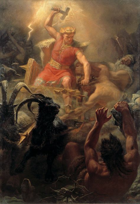 "Thor's battle with the giants" painting by Mårten Eskil Winge (1872) [3003x4393] - Imgur Google Art Project, Norse Myth, Desain Editorial, Richard Iii, Old Norse, Ancient Origins, The Giants, Norse Vikings, Henri Rousseau