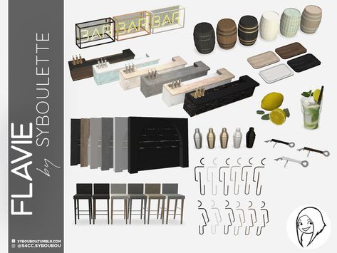 Sims 4 Urban Living Room Cc, Syboulette Sims 4, Sims 4 Bar Cc, Sims 4 Game Packs, Sims 4 Restaurant, Sims 4 Cc Furniture Living Rooms, Lotes The Sims 4, Furniture Cc, Sims 4 Kitchen