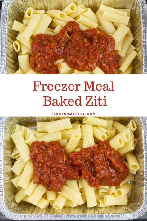 How To Make Freezer Meal Baked Ziti. Stock your freezer with ready made trays of Baked Ziti Freezer Baked Ziti, Stock The Freezer, Meals For Busy Families, Beef Freezer Meals, Casserole To Freeze, Best Freezer Meals, Easy Baked Ziti, Freezer Dinners, Frozen Pasta