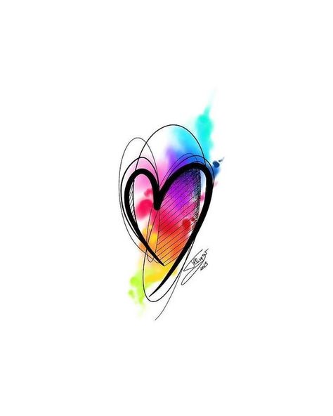 Heart Watercolor Tattoo, Watercolor Heart Tattoos, Tatuaje A Color, Heart Tattoo Designs, Watercolor Heart, Abstract Tattoo, Couple Tattoos, Creative Tattoos, Tattoo Stencils