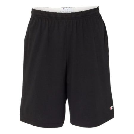 "champion 9\" inseam cotton jersey shorts with pockets Size: L.  Color: Black.  Gender: male.  Age Group: adult." Black Gym Shorts, Mens Mesh Shorts, Gym Shorts Men, Champion Shorts, Shorts Men, Pocket Top, Gym Shorts, Shorts With Pockets, Online Shopping Clothes